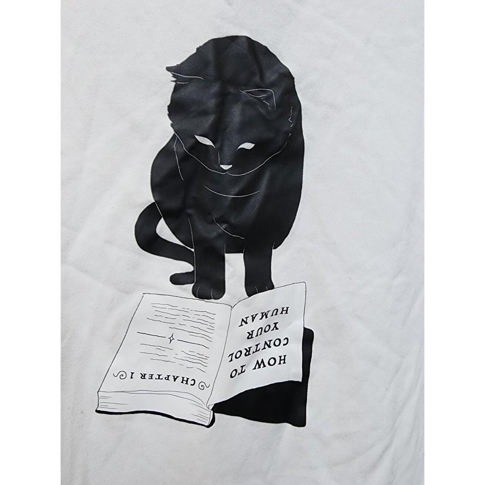 Black Cat White Top 'How To Control Your Human' NEW Medium Shein